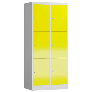 ClassiX Schließfachschrank lichtgrau, zinkgelb X-523326, 6 Schließfächer 80,0 x 50,0 x 180,0 cm