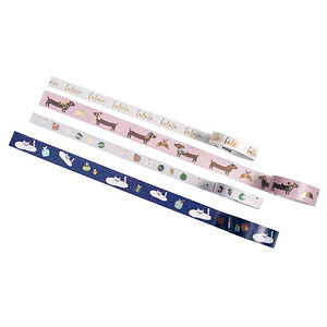 folia Washi Tape Falala Deko-Klebeband matt 10,0/15,0 mm x 5,0 m 4 Rollen