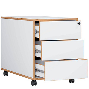 VCM my office Salia Rollcontainer weiß, honig-eiche 3 Auszüge 39,0 x 70,0 x 50,0 cm