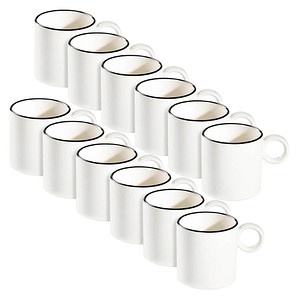 ID Fine Kaffeetassen Modest Black Ring weiß 0,08 l, 12 St.