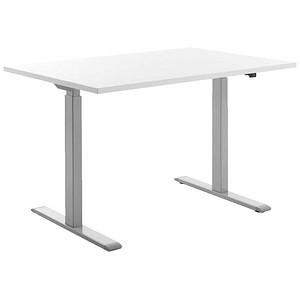 Topstar E-Table elektrisch höhenverstellbarer Schreibtisch weiß rechteckig, T-Fuß-Gestell grau 120,0 x 80,0 cm