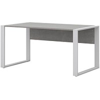 röhr Schreibtisch beton rechteckig, Kufen-Gestell weiß 150,0 x 80,0 cm