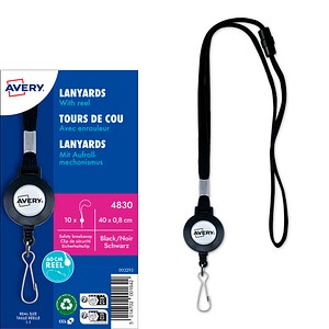AVERY Zweckform Lanyards 4830, Federhaken, schwarz, 10 St.