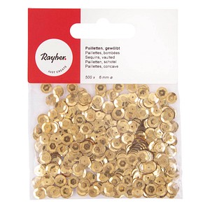Rayher Streu-Pailletten gold gewölbt Ø 6,0 mm, 500 St.