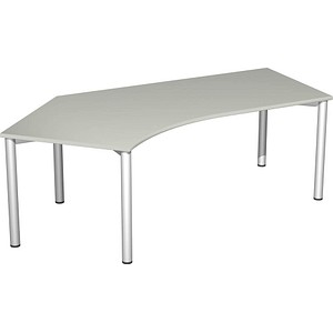 geramöbel Flex Schreibtisch lichtgrau, silber L-Form, 5-Fuß-Gestell silber 216,6 x 113,0 cm