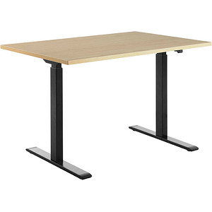Topstar E-Table elektrisch höhenverstellbarer Schreibtisch ahorn rechteckig, T-Fuß-Gestell schwarz 120,0 x 80,0 cm