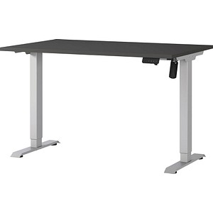 GERMANIA Boras höhenverstellbarer Schreibtisch grafit rechteckig, T-Fuß-Gestell silber 120,0 x 80,0 cm