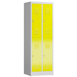 ClassiX Spind lichtgrau, zinkgelb X-520226, 4 Schließfächer 59,0 x 50,0 x 180,0 cm