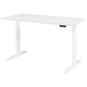 HAMMERBACHER XMKA16 elektrisch höhenverstellbarer Schreibtisch weiß rechteckig, C-Fuß-Gestell weiß 160,0 x 80,0 cm