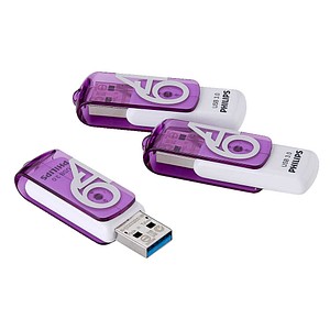 PHILIPS USB-Stick Vivid 3.0 lila, weiß 64 GB, 3 St.