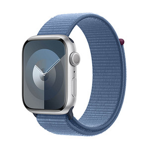 Apple Watch Series 9 45 mm Aluminium (GPS) Sport Loop  silber, sturmblau