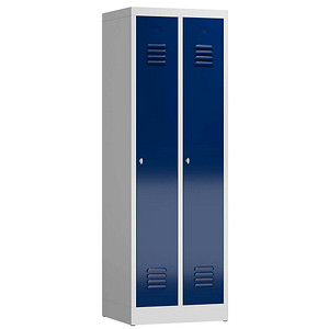 ClassiX Spind enzianblau, lichtgrau X-510121, 2 Schließfächer 59,0 x 50,0 x 180,0 cm