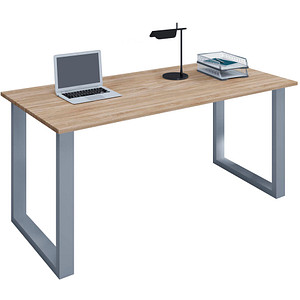 VCM my office Lona Schreibtisch sonoma-eiche rechteckig, U-Fuß-Gestell silber 160,0 x 80,0 cm