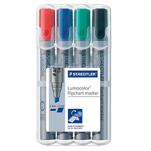 STAEDTLER Lumocolor Flipchart-Marker farbsortiert 2,0 - 5,0 mm, 4 St.