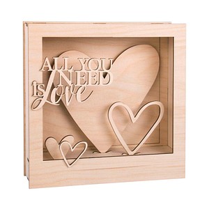 Rayher Holzbausatz 3D-Motivrahmen Love natur