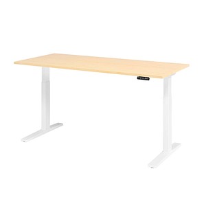 HAMMERBACHER XMKA19 elektrisch höhenverstellbarer Schreibtisch ahorn rechteckig, C-Fuß-Gestell weiß 180,0 x 80,0 cm