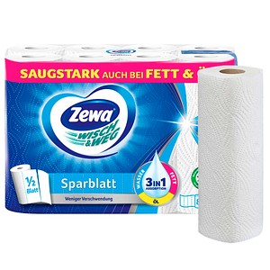 Zewa Küchenrollen WISCH&WEG Sparblatt 2-lagig, 8 Rollen