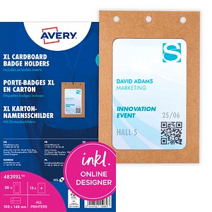 AVERY Zweckform XL Karton Namensschilder 14,8 x 10,5 cm, 13 Blatt