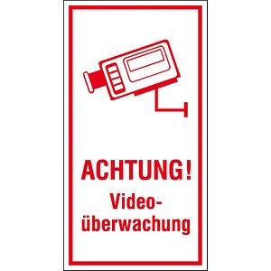SafetyMarking® Hinweisaufkleber "Achtung! Videoüberwachung " rechteckig 8,0 x 15,0 cm