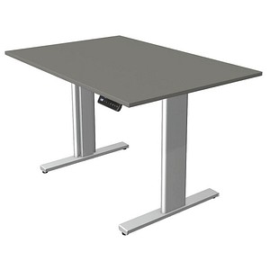 Kerkmann Move 3 tube elektrisch höhenverstellbarer Schreibtisch grafit rechteckig, T-Fuß-Gestell silber 120,0 x 80,0 cm