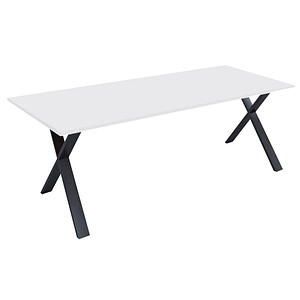 VCM my office Lona Schreibtisch weiß rechteckig, X-Fuß-Gestell schwarz 160,0 x 80,0 cm