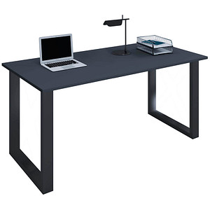 VCM my office Lona Schreibtisch anthrazit rechteckig, U-Fuß-Gestell schwarz 160,0 x 80,0 cm