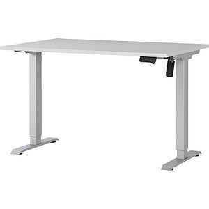 GERMANIA Boras höhenverstellbarer Schreibtisch kaschmir rechteckig, T-Fuß-Gestell silber 120,0 x 80,0 cm