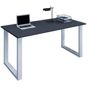 VCM my office Lona Schreibtisch anthrazit rechteckig, U-Fuß-Gestell silber 160,0 x 80,0 cm