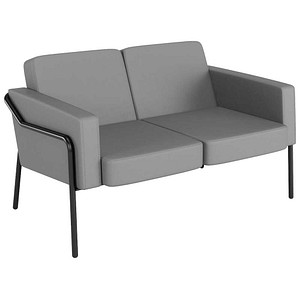 meet powered by PAPERFLOW 2-Sitzer Sofa MEDSO L Klassik grau schwarz Kunstleder 125,0 x 74,7 x 74,0 cm, 1 St.