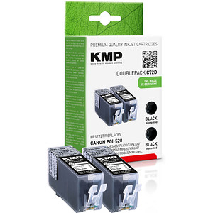 KMP C72D  schwarz Druckerpatronen kompatibel zu Canon 2x PGI-520, 2er-Set