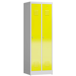 ClassiX Spind lichtgrau, zinkgelb X-510126, 2 Schließfächer 59,0 x 50,0 x 180,0 cm