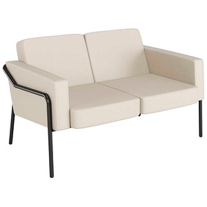 meet powered by PAPERFLOW 2-Sitzer Sofa MEDSO L Klassik creme schwarz Kunstleder 125,0 x 74,7 x 74,0 cm, 1 St.
