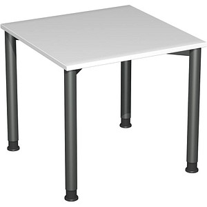 geramöbel Flex höhenverstellbarer Schreibtisch lichtgrau, anthrazit rechteckig, 4-Fuß-Gestell grau 80,0 x 180,0 cm