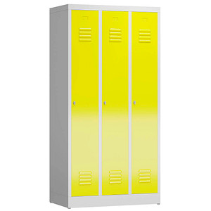 ClassiX Spind lichtgrau, zinkgelb X-510136, 3 Schließfächer 87,0 x 50,0 x 180,0 cm