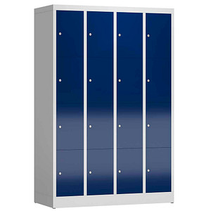 ClassiX Schließfachschrank enzianblau, lichtgrau X-520441, 16 Schließfächer 118,5 x 50,0 x 180,0 cm