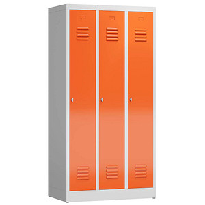 ClassiX Spind feuerrot, lichtgrau X-510134, 3 Schließfächer 87,0 x 50,0 x 180,0 cm