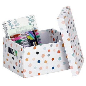 Zeller Dots Aufbewahrungsbox weiß, mit Punkten, 1 St.