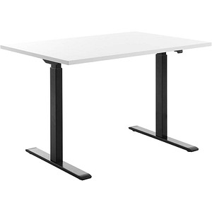 Topstar E-Table elektrisch höhenverstellbarer Schreibtisch weiß rechteckig, T-Fuß-Gestell schwarz 120,0 x 80,0 cm
