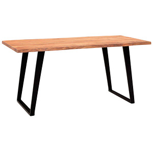 WOHNLING Esstisch akazie rechteckig, U-Fuß-Gestell schwarz, 140,0 x 80,0 x 76,0 cm