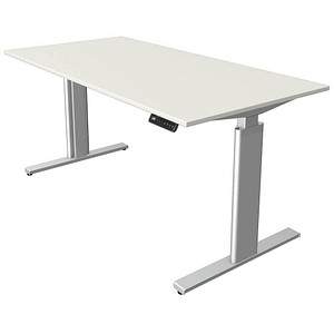 Kerkmann Move 3 tube elektrisch höhenverstellbarer Schreibtisch weiß rechteckig, T-Fuß-Gestell silber 160,0 x 80,0 cm