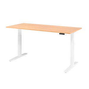 HAMMERBACHER XMKA19 elektrisch höhenverstellbarer Schreibtisch eiche rechteckig, C-Fuß-Gestell weiß 180,0 x 80,0 cm
