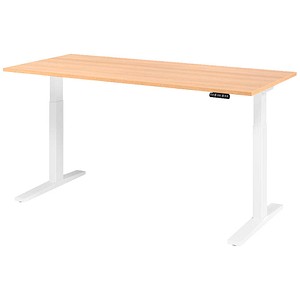 HAMMERBACHER XMKA19 elektrisch höhenverstellbarer Schreibtisch eiche rechteckig, C-Fuß-Gestell weiß 180,0 x 80,0 cm