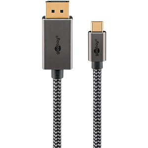 goobay USB-C 3.1/DisplayPort Kabel 1,0 m silber, schwarz, 1 St.