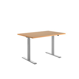Topstar E-Table elektrisch höhenverstellbarer Schreibtisch buche rechteckig, T-Fuß-Gestell grau 120,0 x 80,0 cm
