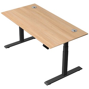 Kerkmann Move 2 Plus elektrisch höhenverstellbarer Schreibtisch eiche hell rechteckig, T-Fuß-Gestell anthrazit 160,0 x 80,0 cm