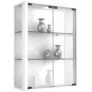 VCM my home Udina Hängevitrine weiß 2 Fachböden mit Beleuchtung