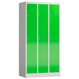 ClassiX Schließfachschrank gelbgrün, lichtgrau X-520335, 9 Schließfächer 87,0 x 50,0 x 180,0 cm