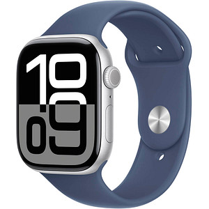 Apple Watch Series 10 46 mm Aluminium (GPS+Cellular) Sportarmband M/L  denim, silber