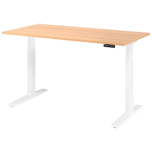 HAMMERBACHER XMKA16 elektrisch höhenverstellbarer Schreibtisch eiche rechteckig, C-Fuß-Gestell weiß 160,0 x 80,0 cm