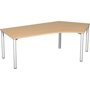 geramöbel Flex Schreibtisch buche, silber L-Form, 5-Fuß-Gestell silber 216,6 x 113,0 cm